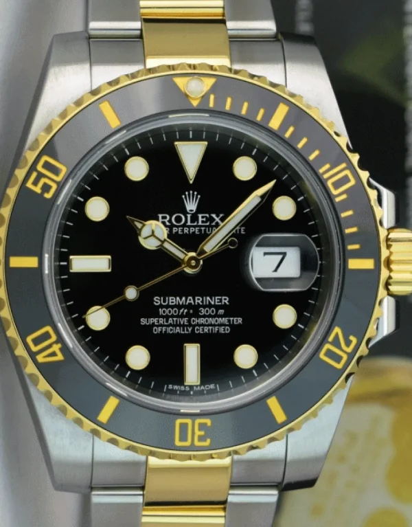 Diving Professional Watches | Men's Watches | Sant Blanc ROLEX 18kt Gold & Stainless Submariner Black Ceramic Model 116613