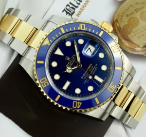 Diving Professional Watches | Men's Watches | Sant Blanc ROLEX 18kt Gold & Stainless Steel Submariner Sunburst Blue Dial Model 116613 LB