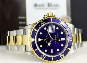 Diving Professional Watches | Sports Watches | Sant Blanc ROLEX 18kt Gold & Stainless Steel Submariner Indigo Blue Dial No Holes Model 16613