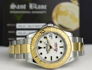 Yachting Professional Watches | Sports Watches | Sant Blanc ROLEX 18kt Gold & Stainless Steel MidSize Yachtmaster White Index Dial Model 168623