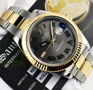 Men's Watches | Dress Watches | Sant Blanc ROLEX 18kt Gold & Stainless Steel DateJust II Slate Roman Wimbledon Dial BOX & CARD Model 116333