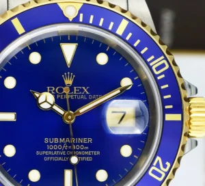 Diving Professional Watches | Men's Watches | Sant Blanc ROLEX 18kt Gold & Stainless Steel Submariner SEL Blue Dial Box And Papers Model 16613