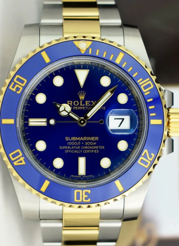 Diving Professional Watches | Sports Watches | Sant Blanc ROLEX 18kt Gold & Stainless Steel Submariner Blue Dial Model 116613LB