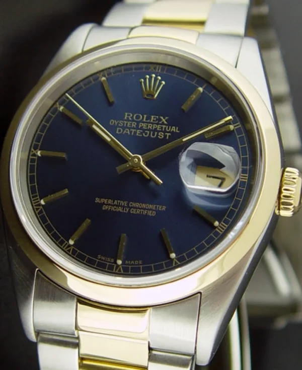 Men's Watches | Dress Watches | Sant Blanc ROLEX 18kt Gold & Stainless Steel DateJust Blue Stick Dial Model 16203