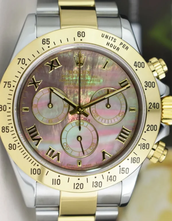 Sports Watches | Men's Watches | Sant Blanc ROLEX 18kt Gold & Stainless Steel Daytona Tahitian MOP Roman Dial Model 116523