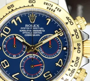 Sports Watches | Men's Watches | Sant Blanc ROLEX 18kt Gold & Stainless Steel Daytona Blue Arabic Dial Model 116503