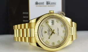 Men's Watches | President Dress Watches | Sant Blanc ROLEX 18kt Gold Day Date II President Ivory Concentric Dial Model 218238