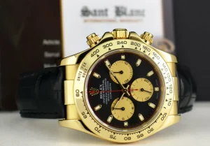 Sports Watches | Men's Watches | Sant Blanc ROLEX 18kt Gold Daytona Black Paul Newman Dial Black Strap Model 116518