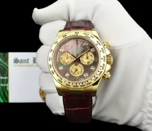 Men's Watches | Racing Professional Watches | Sant Blanc ROLEX 18kt Gold DAYTONA Burgundy Strap Tahitian MOP Diamond Dial Model 116518