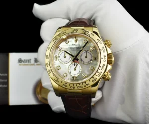 Men's Watches | Racing Professional Watches | Sant Blanc ROLEX 18kt Gold DAYTONA Chocolate Strap MOP Diamond Dial Model 116518