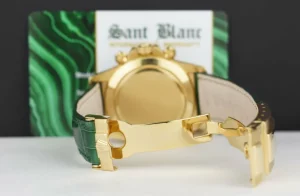 Racing Professional Watches | Sant Blanc ROLEX 18kt Gold Daytona MOP Arabic Dial Custom Green Baguette Bezel Diamond End PiecesModel 16518