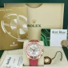 Racing Professional Watches | Sant Blanc ROLEX 18kt Gold Daytona Mother of Pearl Dial Custom Bezel Pink Croc Strap Model 116518