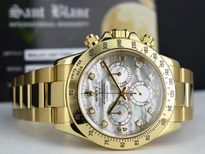 Racing Professional Watches | Sant Blanc ROLEX 18kt Gold Daytona Mother Of Pearl Diamond Dial Model 116528