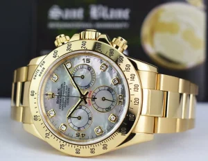 Racing Professional Watches | Sant Blanc ROLEX 18kt Gold Daytona Mother Of Pearl Diamond Dial Model 116528