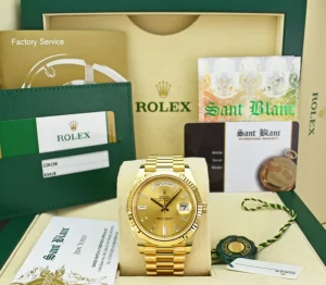 President Dress Watches | Sant Blanc ROLEX 18kt Gold President Day Date 40 Champagne Diamond Model 228238