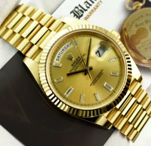 Men's Watches | President Dress Watches | Sant Blanc ROLEX 18kt Gold President Day Date 40 Champagne Diamond Dial Model 228238