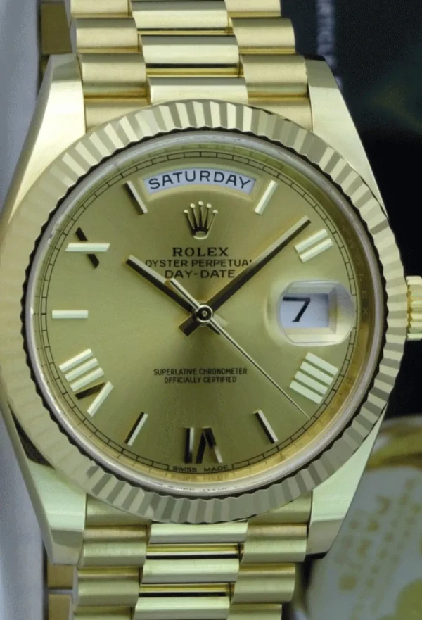 Men's Watches | President Dress Watches | Sant Blanc ROLEX 18kt Gold President Day Date 40 Champagne Roman Dial With Card Model 228238