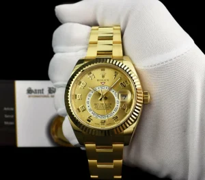 Sports Watches | Pilots Classic Watches | Sant Blanc ROLEX 18kt Gold Sky Dweller Champagne Arabic Dial Model 326938