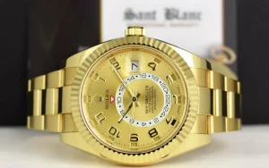 Sports Watches | Pilots Classic Watches | Sant Blanc ROLEX 18kt Gold Sky Dweller Champagne Arabic Dial Model 326938