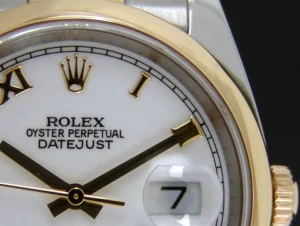 Dress Watches | Sant Blanc ROLEX 18kt Gold Stainless DateJust White Roman Dial Model 116203