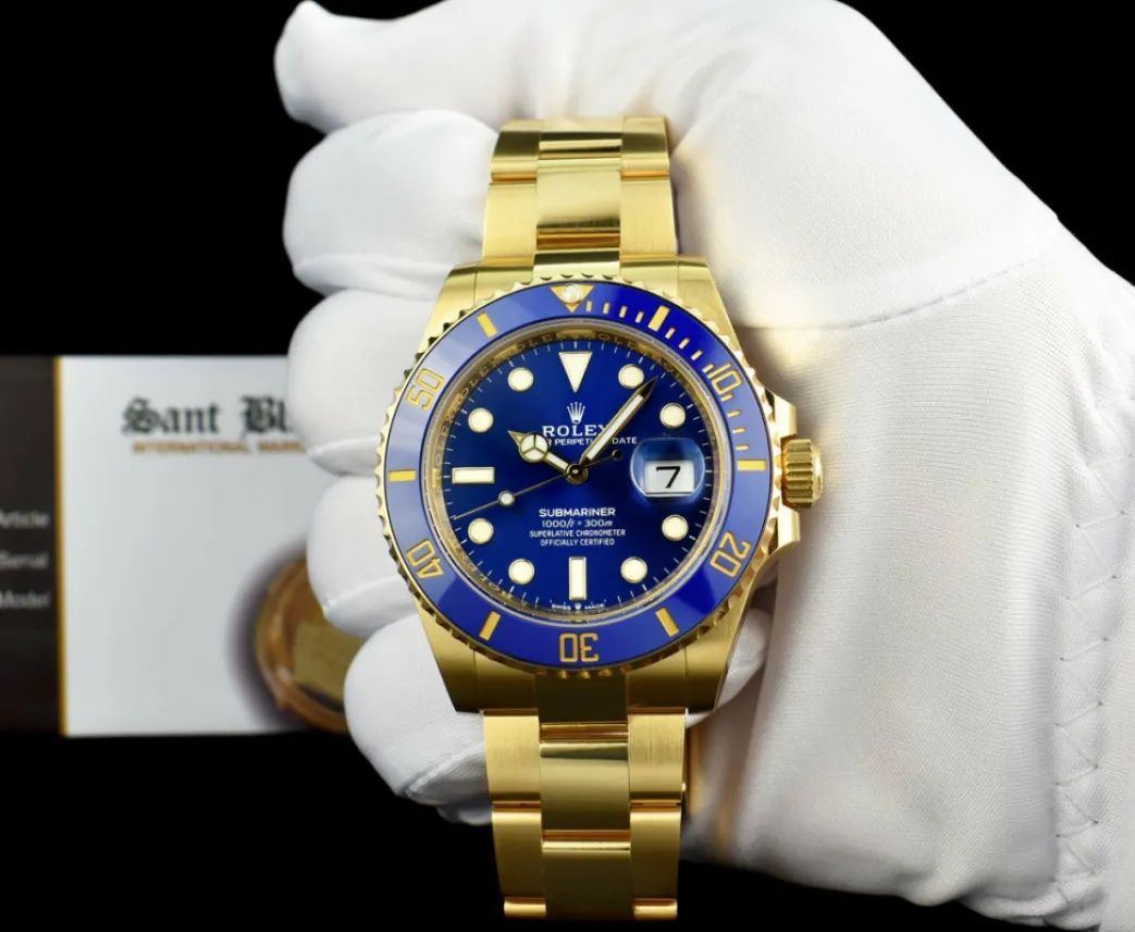 rolex_kt_gold_submariner__1-1.webp Diving Professional Watches | Men's Watches | Sant Blanc ROLEX 18kt Gold Submariner 41mm Blue Dial Model 126618 LB