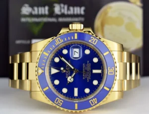 Sports Watches | Men's Watches | Sant Blanc ROLEX 18kt Gold Submariner Blue Ceramic Bezel Blue Dial Model 116618LB