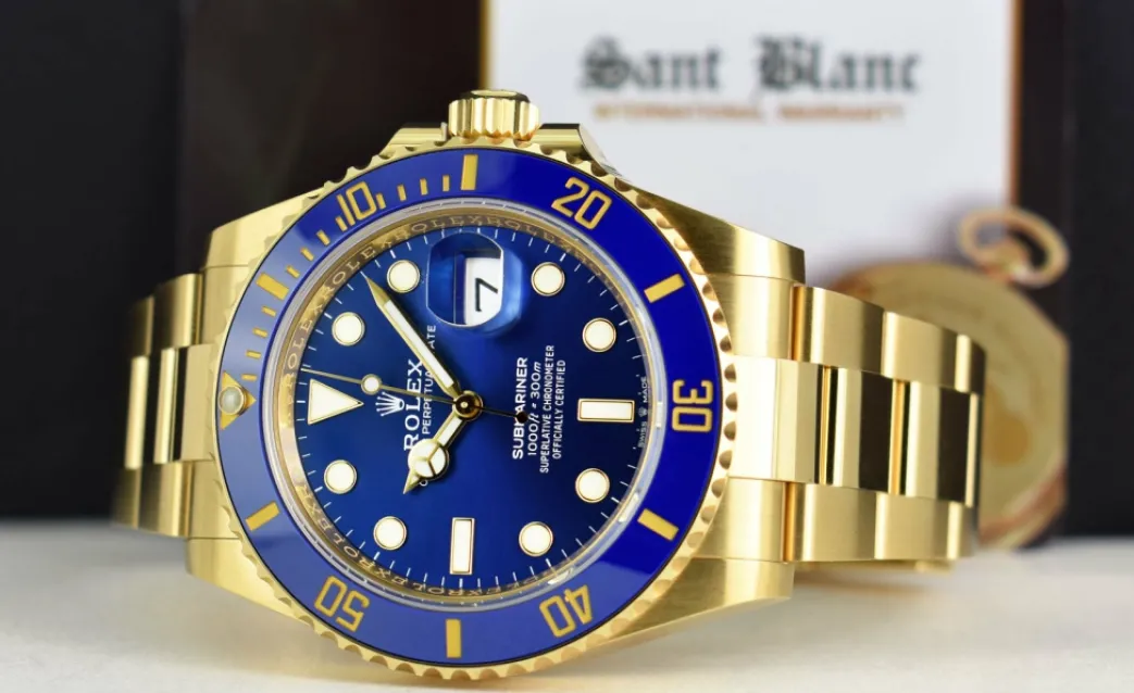 rolex_kt_gold_submariner__3-1.webp Diving Professional Watches | Men's Watches | Sant Blanc ROLEX 18kt Gold Submariner 41mm Blue Dial Model 126618 LB
