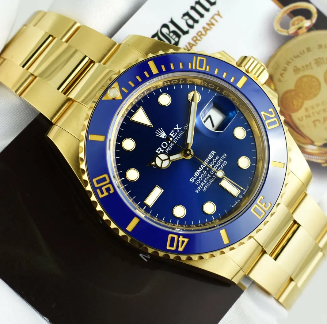 rolex_kt_gold_submariner__5-1.webp Diving Professional Watches | Men's Watches | Sant Blanc ROLEX 18kt Gold Submariner 41mm Blue Dial Model 126618 LB