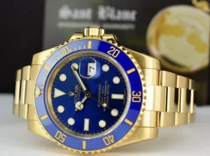 Sports Watches | Men's Watches | Sant Blanc ROLEX 18kt Gold Submariner Blue Ceramic Bezel Blue Dial Model 116618LB