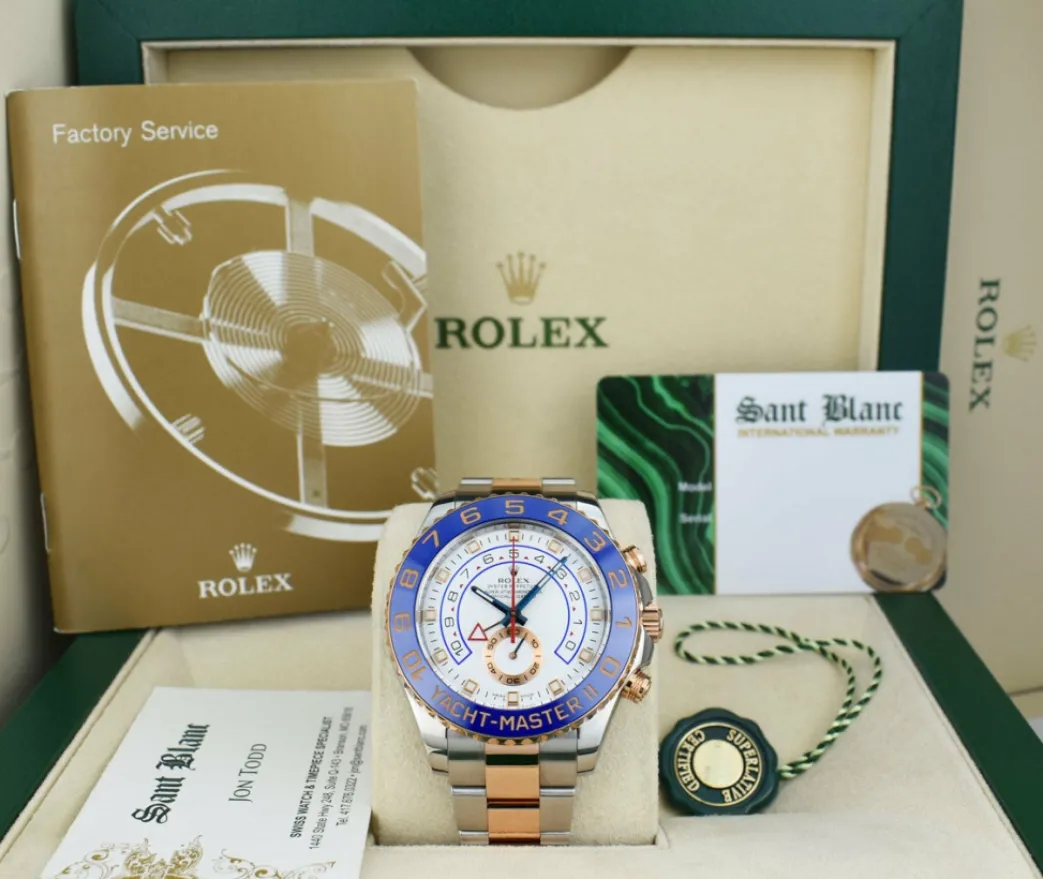 rolex_kt_rose_gold__stain_0-2.webp Yachting Professional Watches | Sant Blanc ROLEX 18kt Rose Gold & Stainless YachtMaster II Blue Hands Model 116681