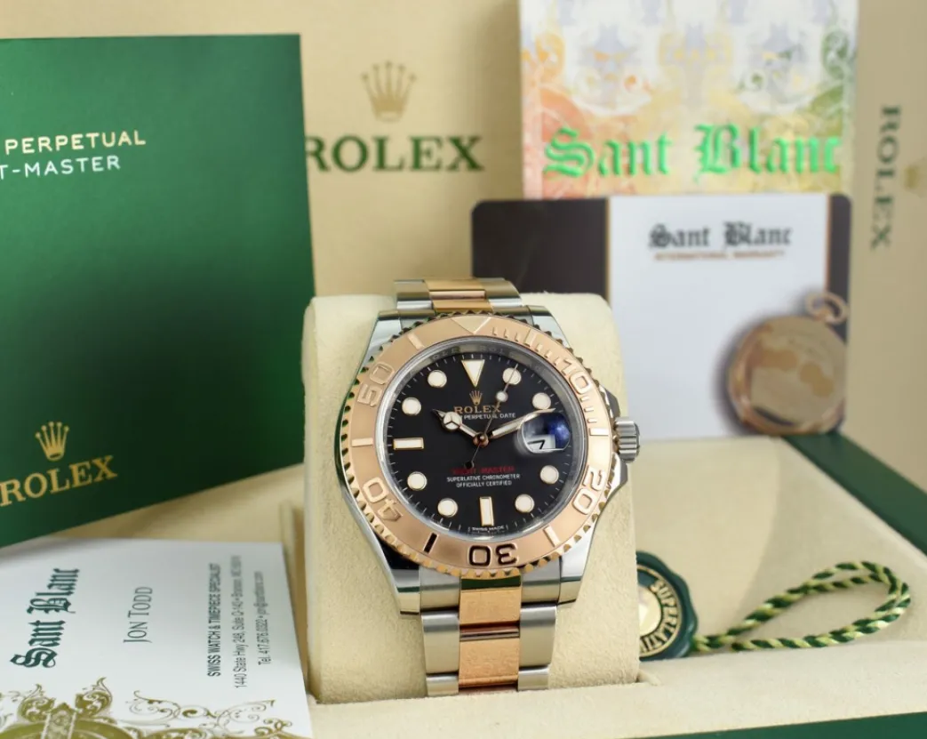 rolex_kt_rose_gold__stain_1-3.webp Yachting Professional Watches | Men's Watches | Sant Blanc ROLEX 18kt Rose Gold & Stainless Steel YachtMaster Matte Black Model 116621