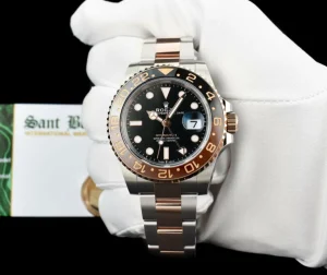 Pilots Professional Watches | Sant Blanc ROLEX 18kt Rose Gold & Stainless Steel GMT Master II Root Beer Bezel Model 126711