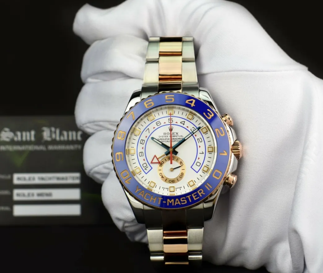 rolex_kt_rose_gold__stain_1-5.webp Yachting Professional Watches | Men's Watches | Sant Blanc ROLEX 18kt Rose Gold & Stainless Steel YachtMaster II 44mm Blue Hands Model 116681