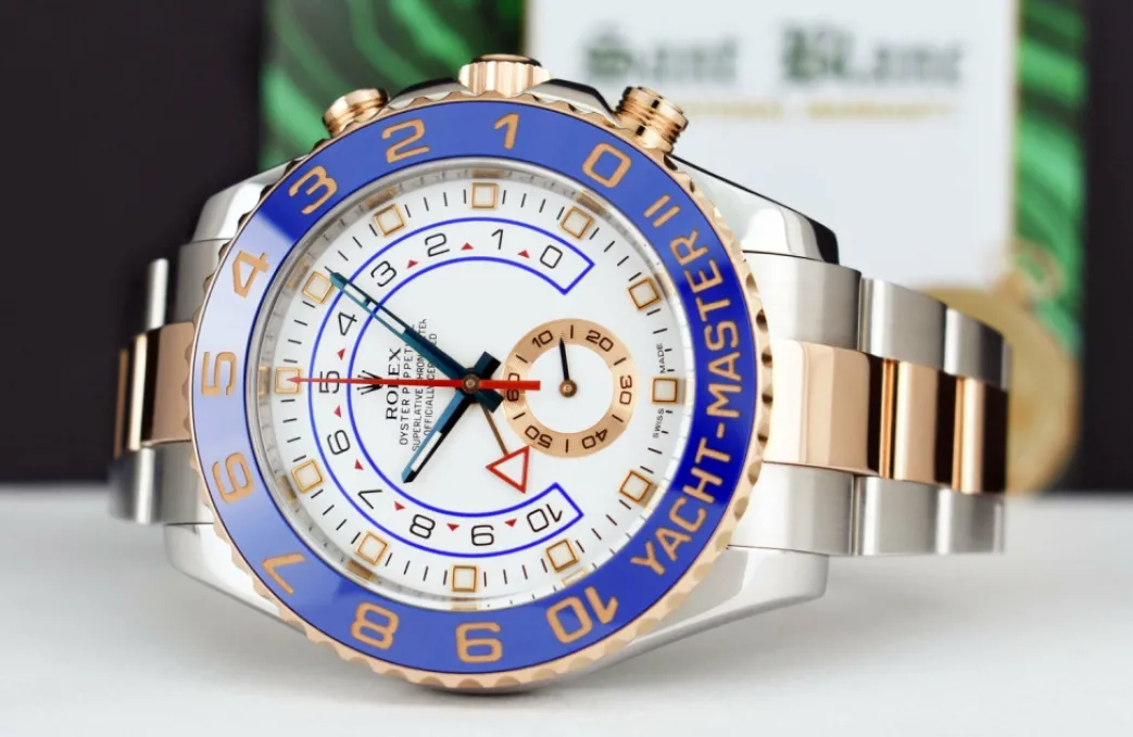rolex_kt_rose_gold__stain_3-2.webp Yachting Professional Watches | Sant Blanc ROLEX 18kt Rose Gold & Stainless YachtMaster II Blue Hands Model 116681