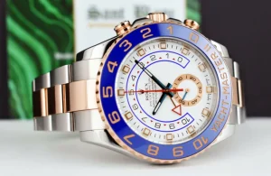 Yachting Professional Watches | Sant Blanc ROLEX 18kt Rose Gold & Stainless YachtMaster II Blue Hands Model 116681
