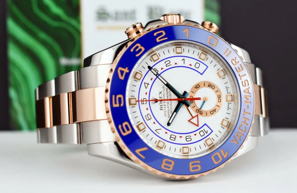rolex_kt_rose_gold__stain_5-2.webp Yachting Professional Watches | Sant Blanc ROLEX 18kt Rose Gold & Stainless YachtMaster II Blue Hands Model 116681