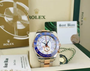 Yachting Professional Watches | Sant Blanc ROLEX 18kt Rose Gold & Stainless YachtMaster II Blue Hands Model 116681