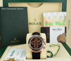 Men's Watches | Racing Professional Watches | Sant Blanc ROLEX 18kt Rose Gold Daytona Chocolate Arabic Dial Black Ceramic Bezel Model 116515