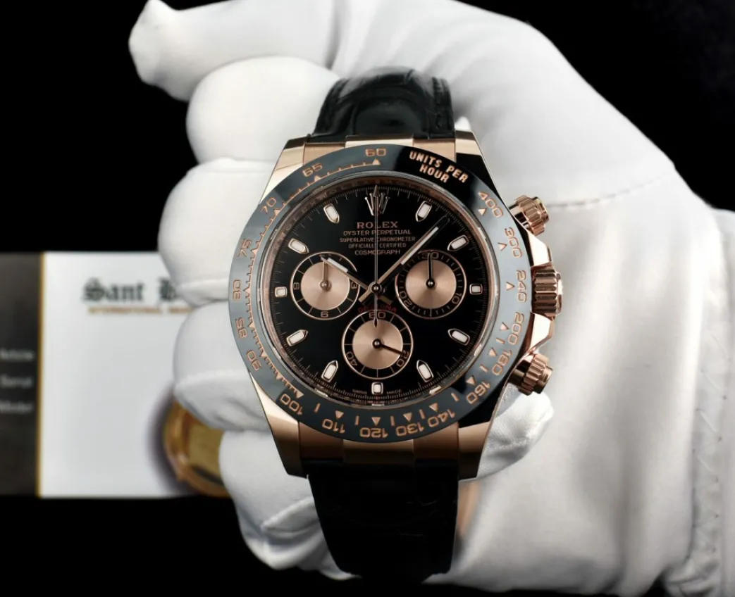 rolex_kt_rose_gold_dayton_1-3.webp Men's Watches | Racing Professional Watches | Sant Blanc ROLEX 18kt Rose Gold Daytona Leather Strap Black Panda Model 116515 LN