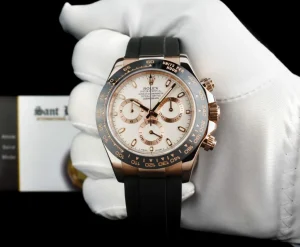 Men's Watches | Racing Professional Watches | Sant Blanc ROLEX 18kt Rose Gold Daytona Oysterflex Strap Ivory Index Model 116515 LN