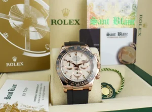 Men's Watches | Racing Professional Watches | Sant Blanc ROLEX 18kt Rose Gold Daytona Oysterflex Strap Ivory Index Model 116515 LN