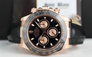 Men's Watches | Racing Professional Watches | Sant Blanc ROLEX 18kt Rose Gold Daytona Leather Strap Black Rose 