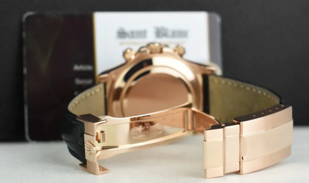 rolex_kt_rose_gold_dayton_4-3.webp Men's Watches | Racing Professional Watches | Sant Blanc ROLEX 18kt Rose Gold Daytona Leather Strap Black Panda Model 116515 LN