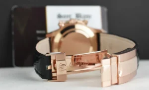 Racing Professional Watches | Sant Blanc ROLEX 18kt Rose Gold Daytona Alligator Band Black Dial with Card Model 116515