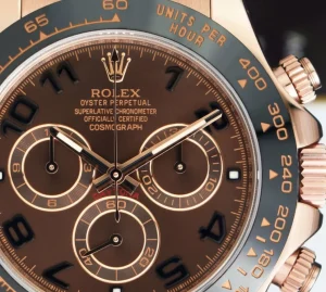 Men's Watches | Racing Professional Watches | Sant Blanc ROLEX 18kt Rose Gold Daytona Chocolate Arabic Dial Black Ceramic Bezel Model 116515