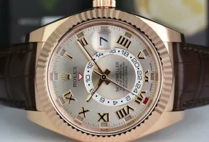 Pilots Classic Watches | Sant Blanc ROLEX 18kt Rose Gold Sky Dweller Silver Sunray Roman Dial Model 326135