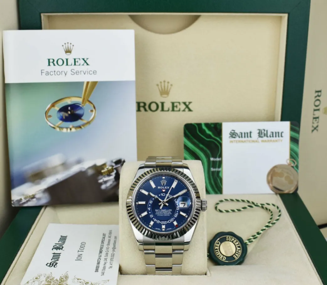 rolex_kt_white_gold__stai_0-13.webp Pilots Classic Watches | Sant Blanc ROLEX 18kt White Gold & Stainless Steel Sky Dweller Blue Dial Model 326934