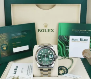 Pilots Classic Watches | Sant Blanc ROLEX 18kt White Gold & Stainless Steel Sky-Dweller Mint Green 2023 Card Model 336934