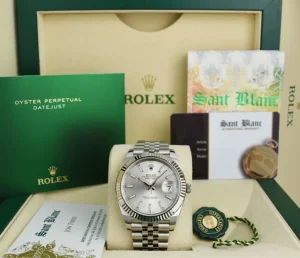 Men's Watches | Dress Watches | Sant Blanc ROLEX 18kt White Gold & Stainless Steel DateJust 41 Silver Index Dial Model 126334