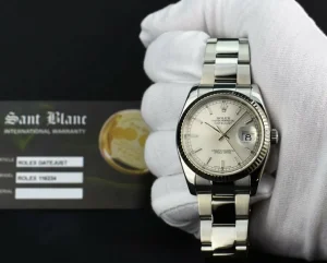 Dress Watches | Sant Blanc ROLEX 18kt White Gold & Stainless DateJust Silver Index Dial Model 116234